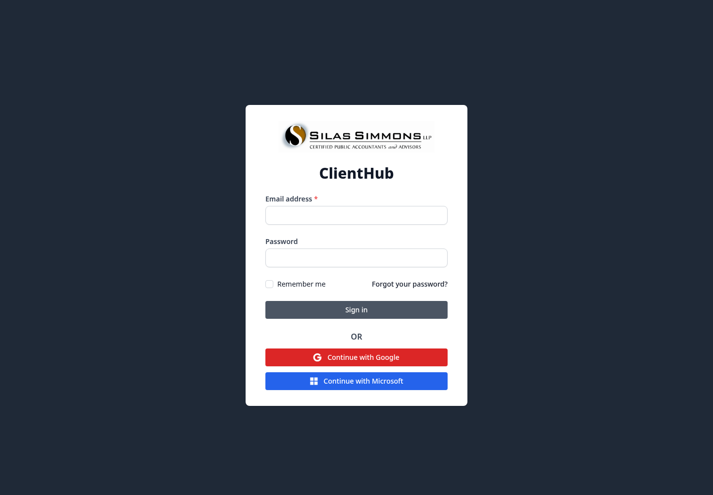 The complete ClientHub page on silassimmons.com